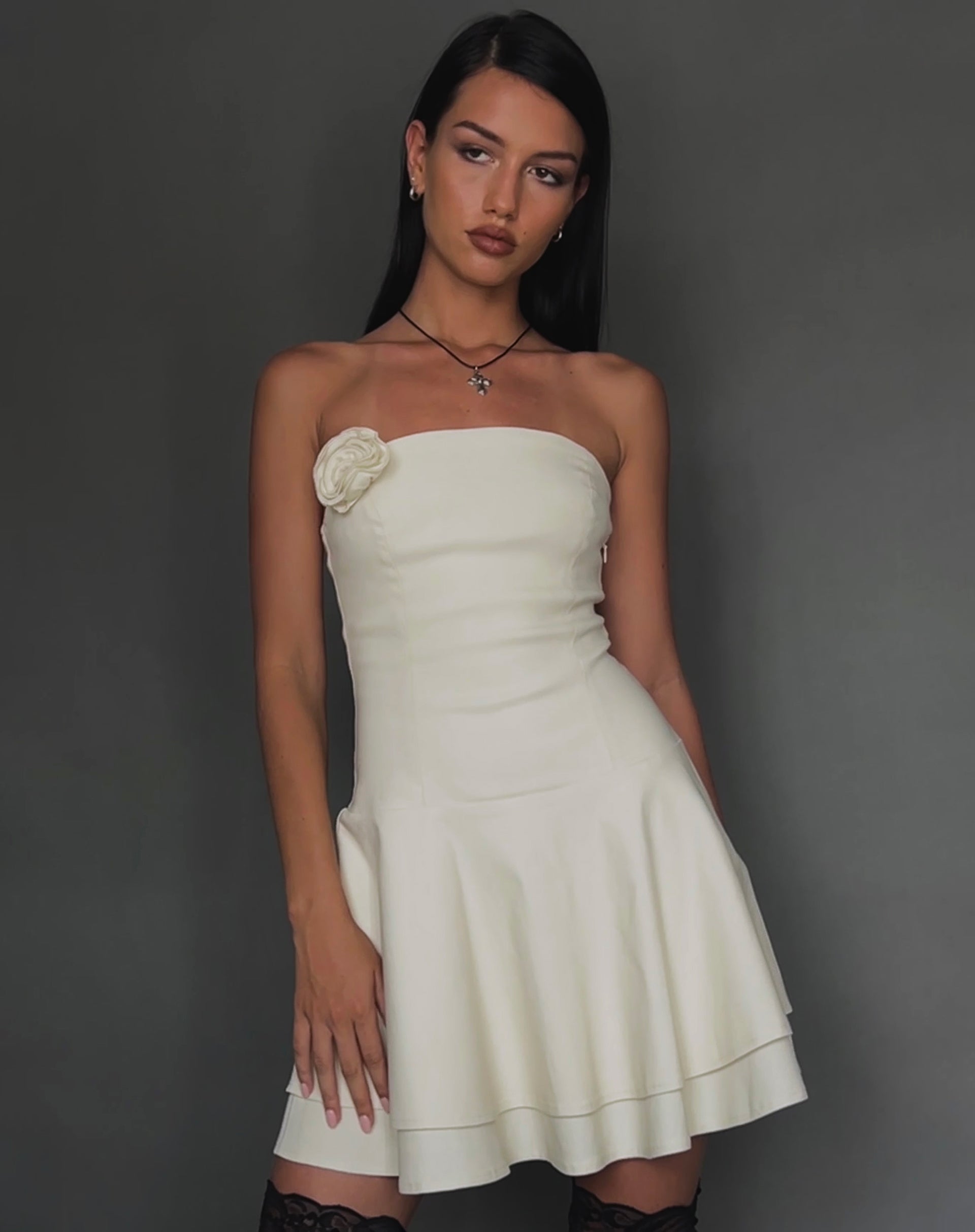 cream mini dress